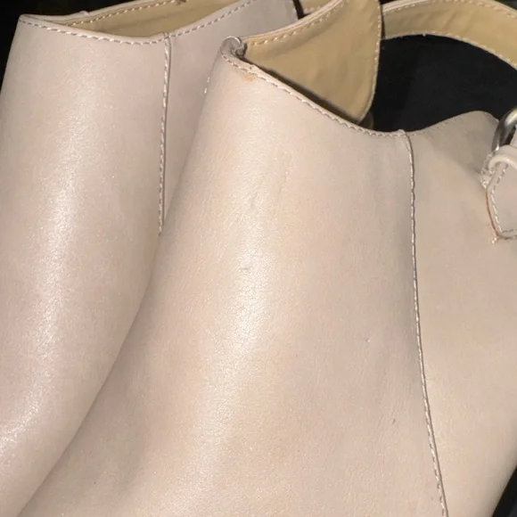 Naturalizer Size 9.5 Cream Women's Slingback Peep toe Booties Sandals 3” Heel - Picture 10 of 11